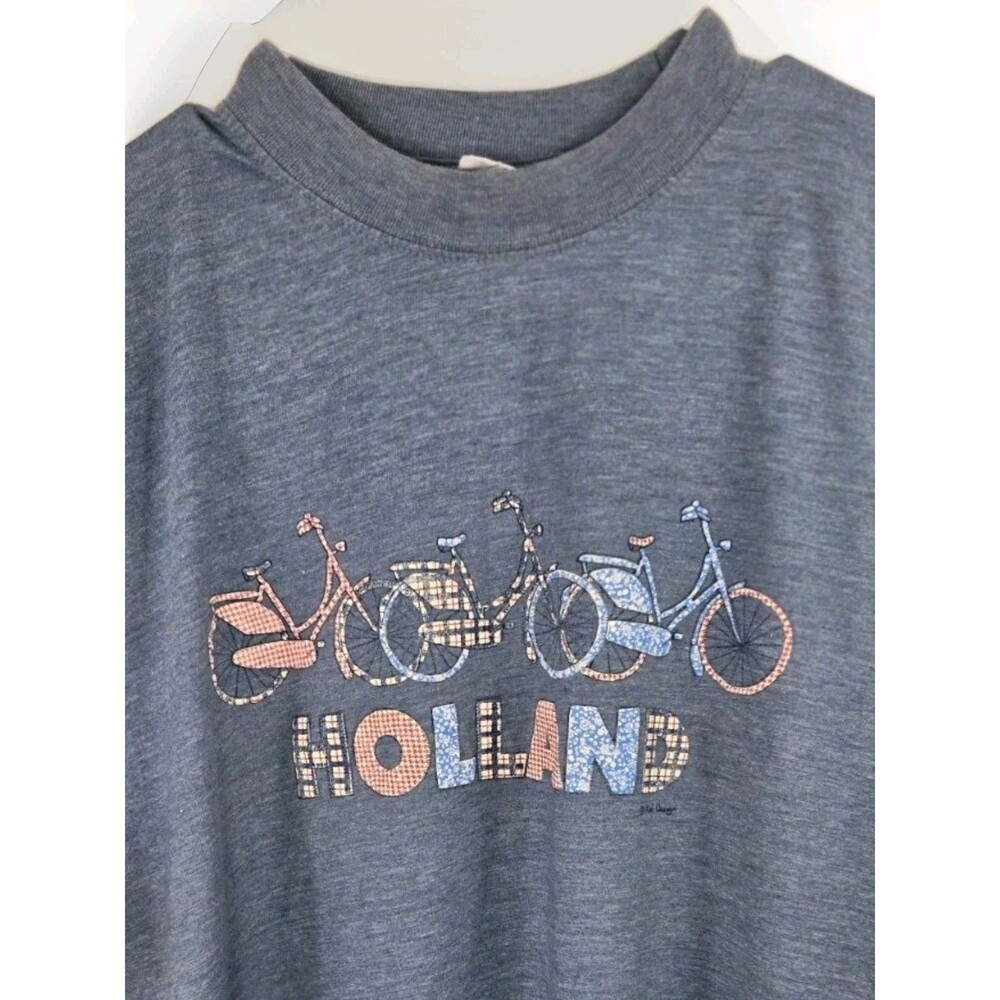 Kist Design - Holland Puff Print T-Shirt - Mens Sz M - Blue - Bicycles - Europe